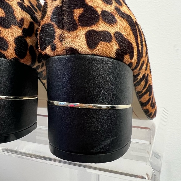 AUBREY LYNN AMANDA LEOPARD PRINT CALF HAIR FUR CHUNKY DRESS HEELS PUMPS Size 6 - Picture 7 of 12